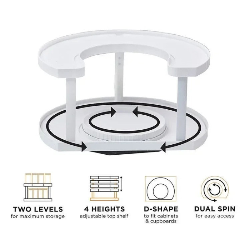 2-Tier Rotating Kitchen Countertop Spice Rack Organizer