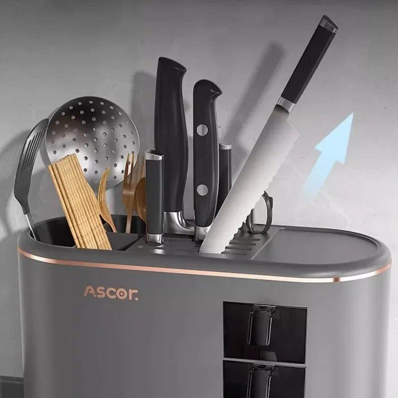 Multi-purpose Knife Chopsticks Holder with Seasoning Box Kitchen Plastic Utensil Drying Rack Spoon Fork Cutlery Storage Cylinder