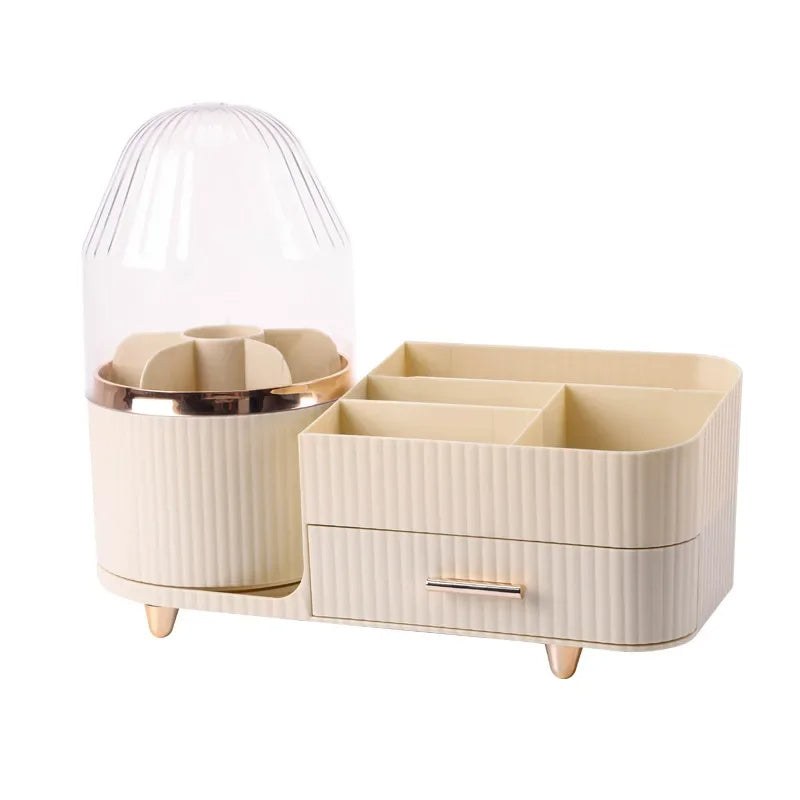 360° Rotating Cosmetic Storage Box Holder Desktop Makeup Brushes Organizer Countertop Portable Lipstick Eyeliner Stand Boxes
