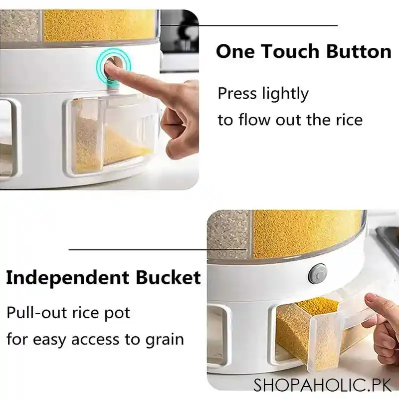 6 Grids Large Rotating Grain Cereals Storage Container Dispenser