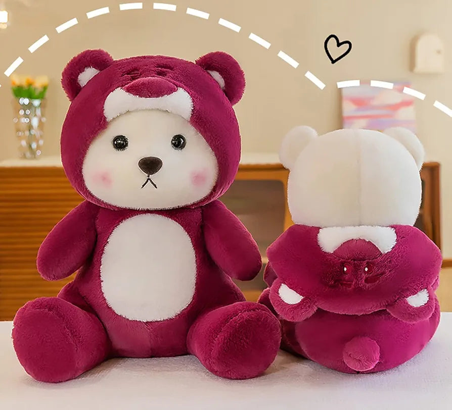 Cute Red Teddy Bear Plush with Detachable Hat – Soft Toy for Kids & Gifts