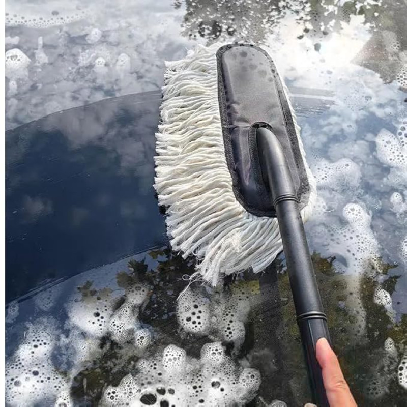 New Car Wash Brush Auto Special Wax Tow Adjustable Telescopic Cleaning Mop Microfiber Dust Clean Brush Car Accessories