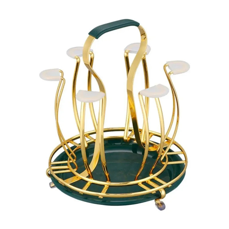 6 Cup Golden Drying Rack,Mug Draining Organizer