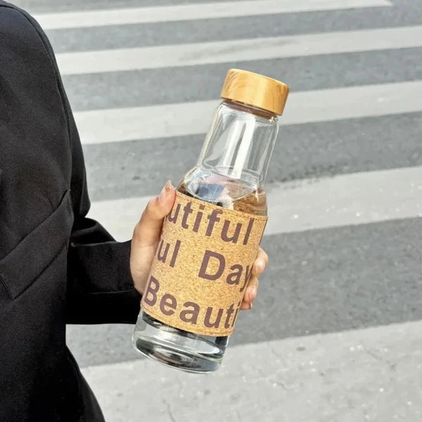 450ml retro glass bottle with vintage patch