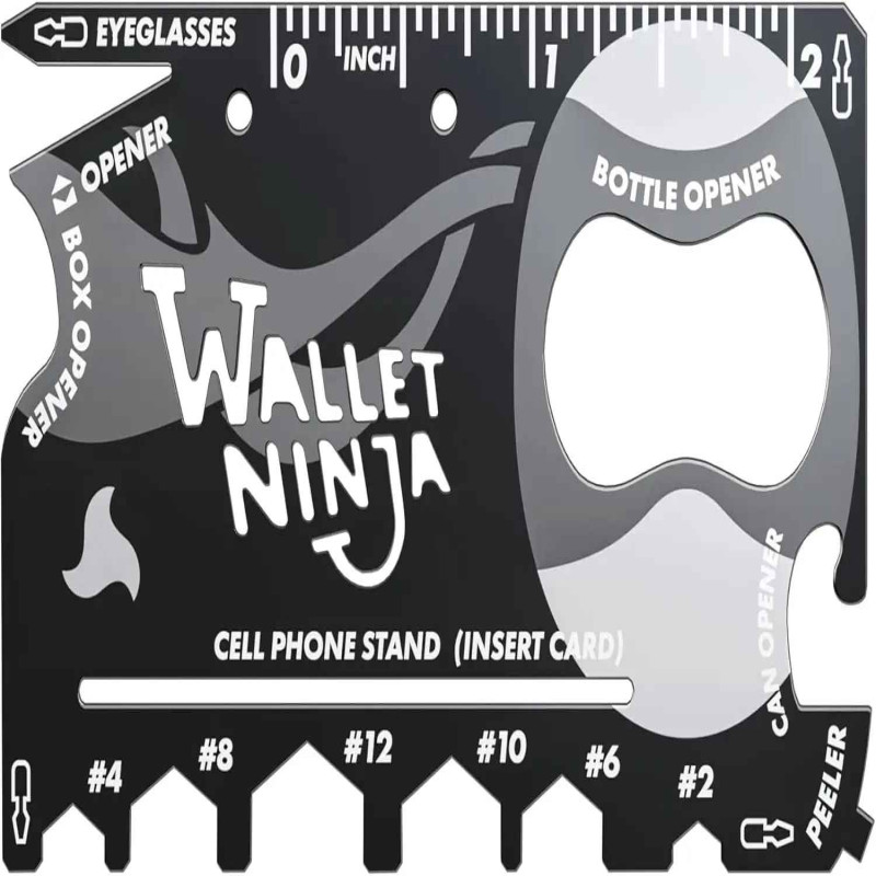 18 in 1 Credit Card Size Multi-Tool for Quick Repairs & Can Opener