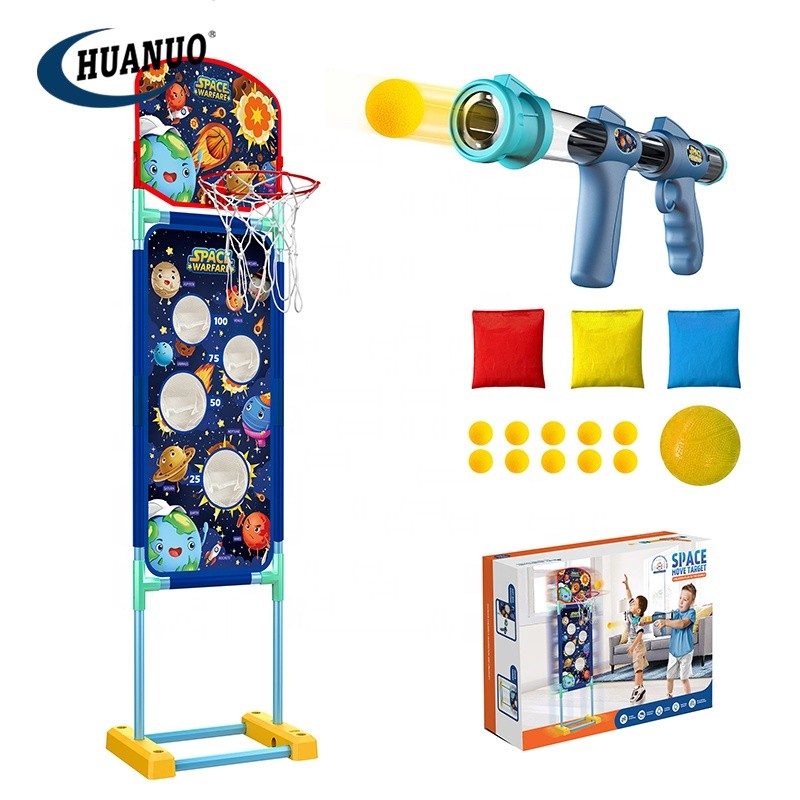 Kids 3in1 Indoor Sports Toy air Power Gun Games Standing Electric Moving Target Shooting Guns