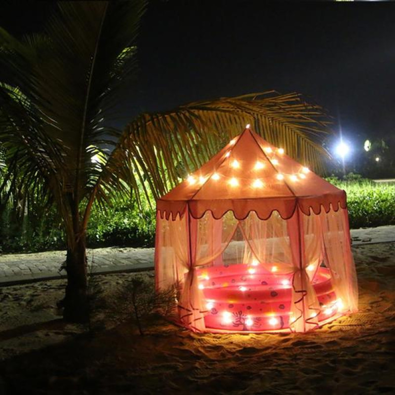 Princess Tent Girls Pink Large Playhouse With Lights for Indoor and Outdoor