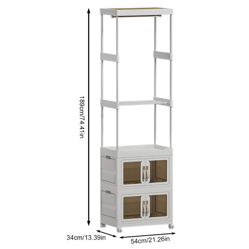 Mobile Wardrobe Portable Closet Large Capacity Clothes Organizer with Wheels Clothing Storage Shelf for Bedroom Living Room