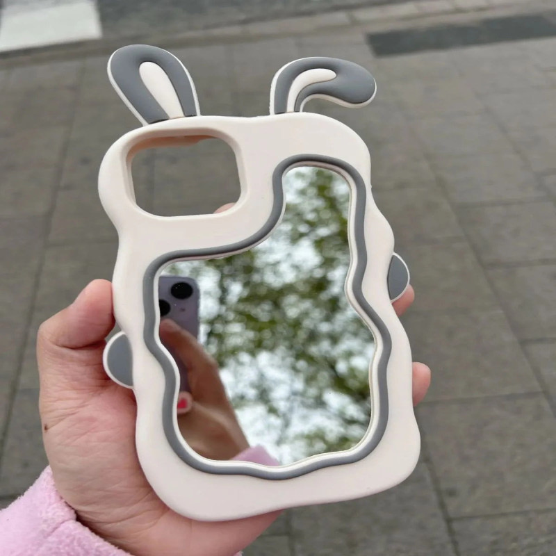 3D Silicone Cute Mirror Rabbit Case