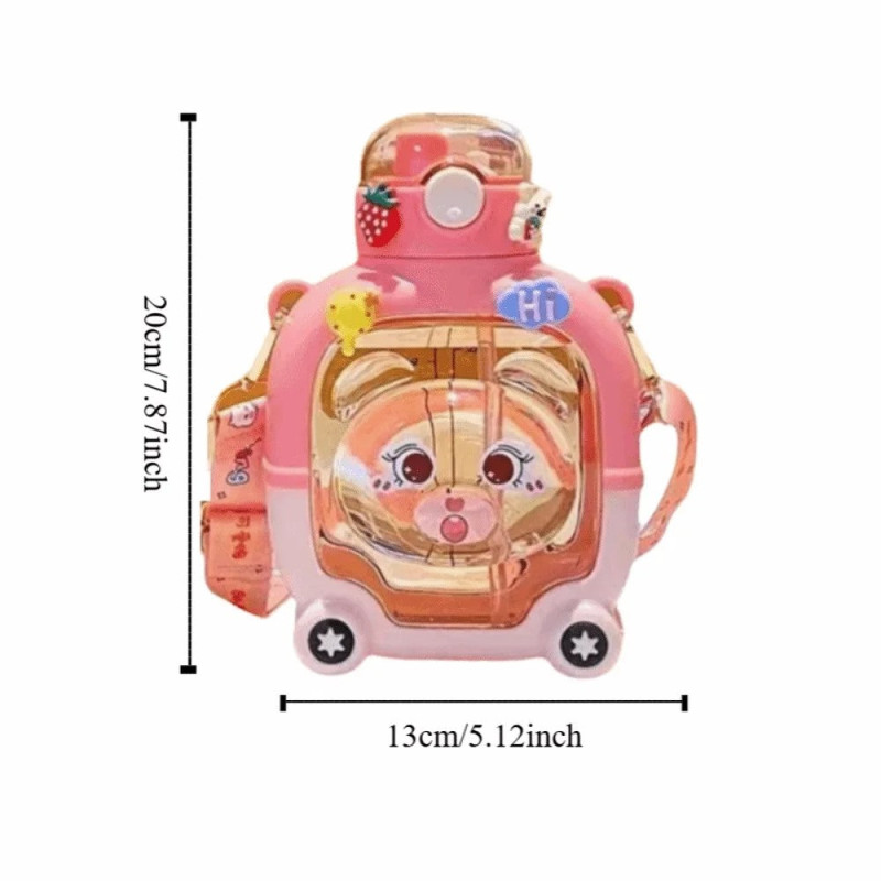 Bear Plastic Cup Bottle Creative With Straw