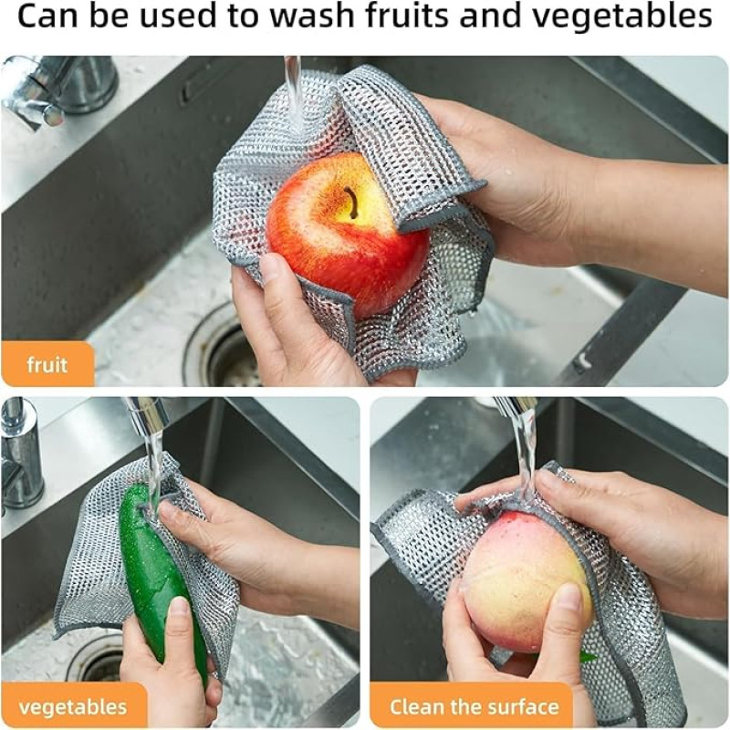 Silver wire cleaning kitchen cloth (pack of 3)