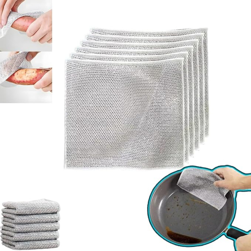 Silver wire cleaning kitchen cloth (pack of 3)