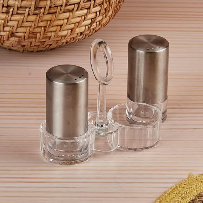 Acrylic Salt and Pepper Shakers Set with Tray