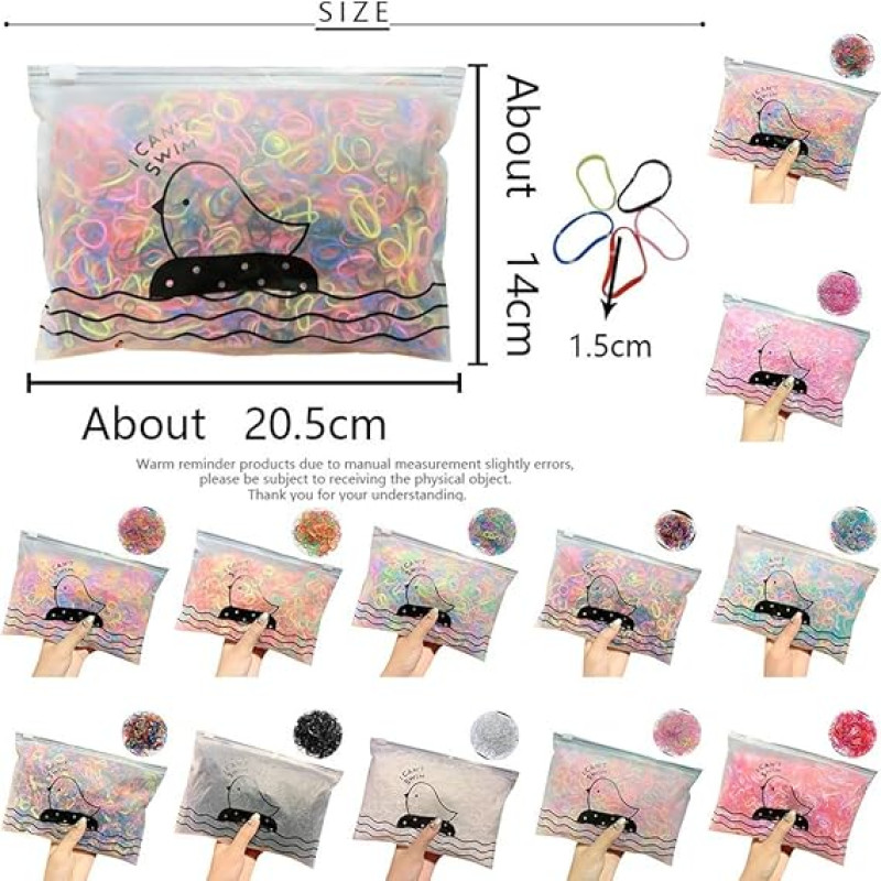 Cute Elastic Hair Ties (Pack of 1,000)