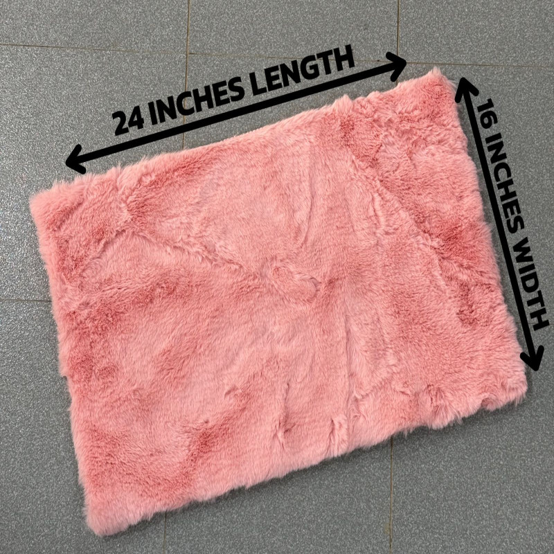 Rabbit Fur Mat Medium Size 24x16 Inches