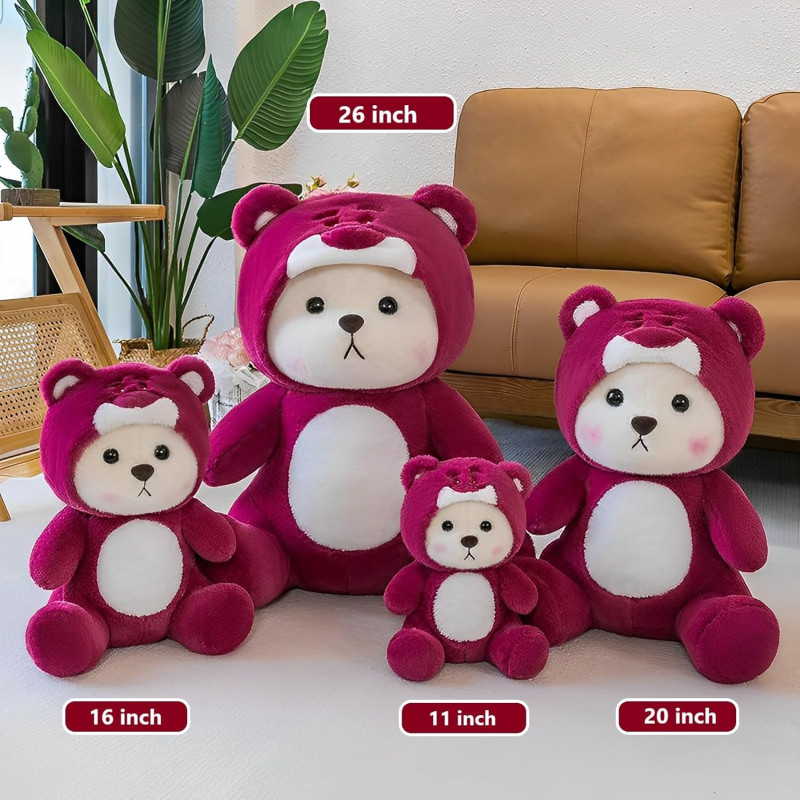 Cute Red Teddy Bear Plush with Detachable Hat – Soft Toy for Kids & Gifts