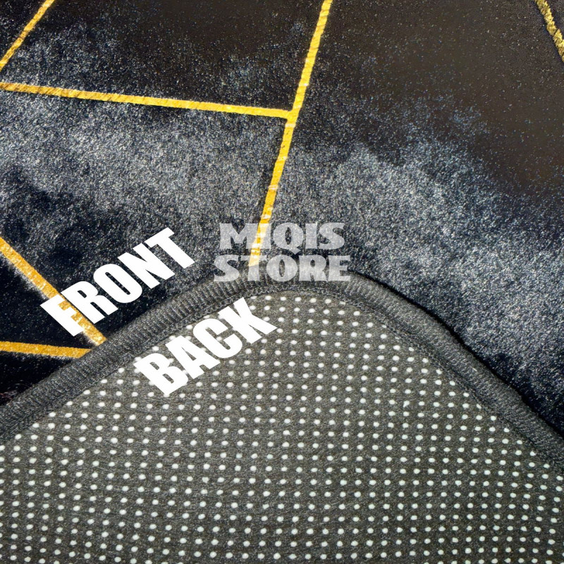 Luxurious Comfort Gold Stripe Faux Rabbit Fur Mat (Medium Black )