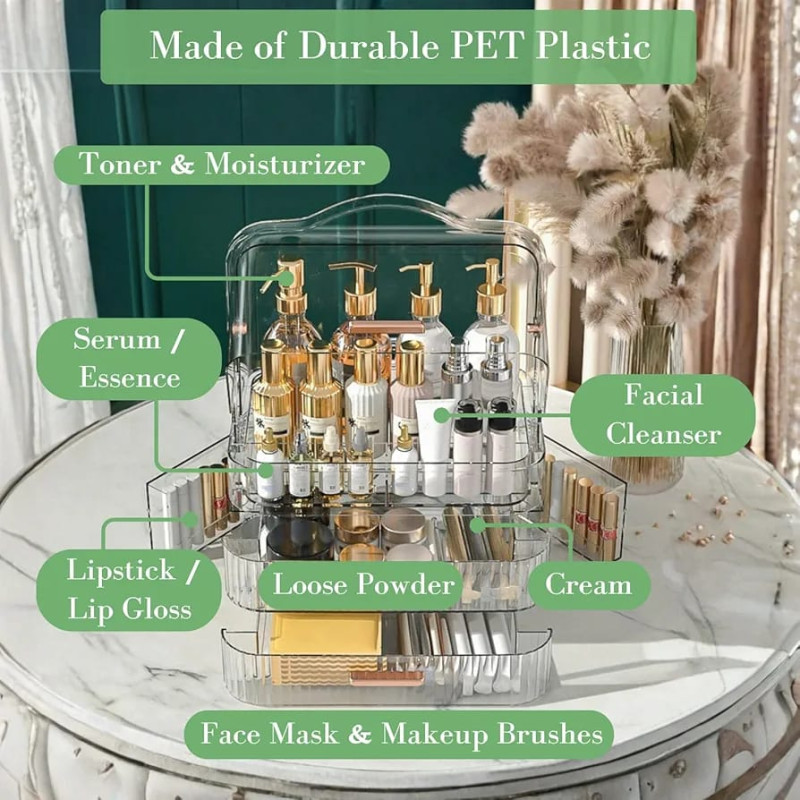 Transparent Dustproof Makeup Organizer Big size