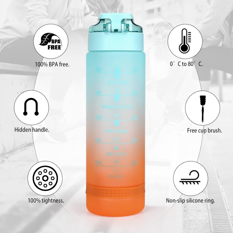 1L PH Water Bottle, Portable Gym Fitness