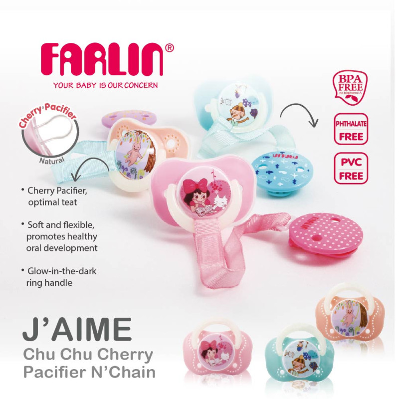 CHU CHU Cherry Pacifier N’ Chain - BA-20008 - BA-20009