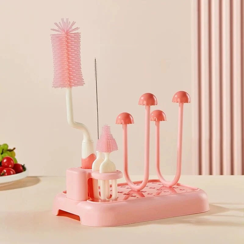 Baby Bottle Drying Stand Include Brushes