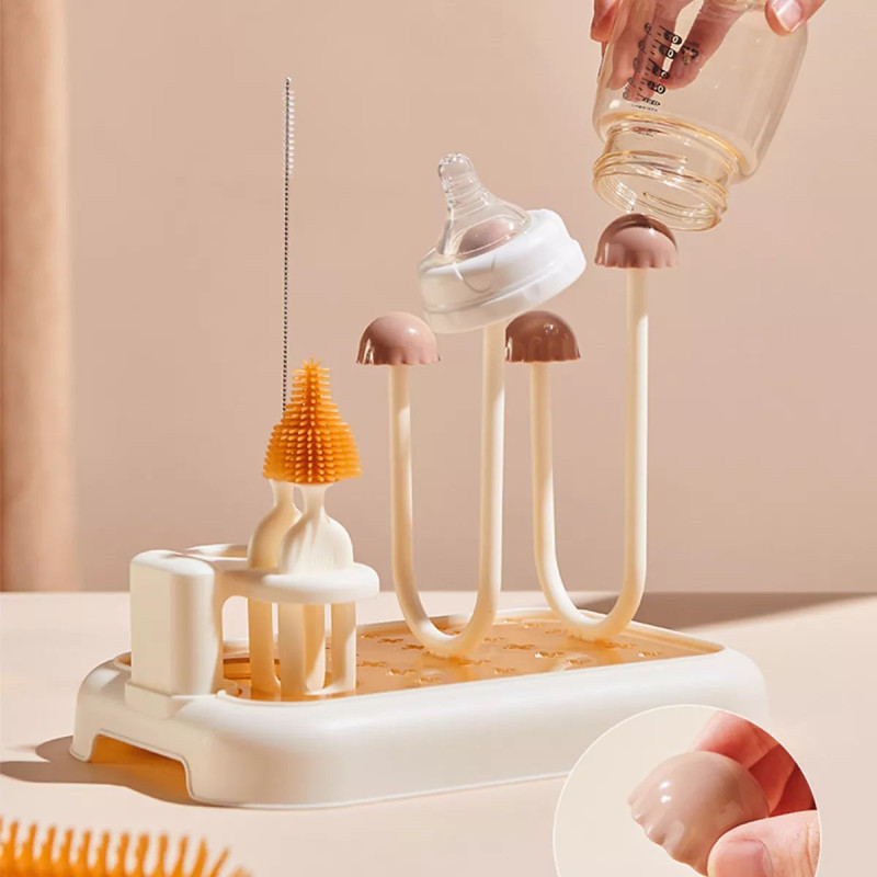 Baby Bottle Drying Stand Include Brushes