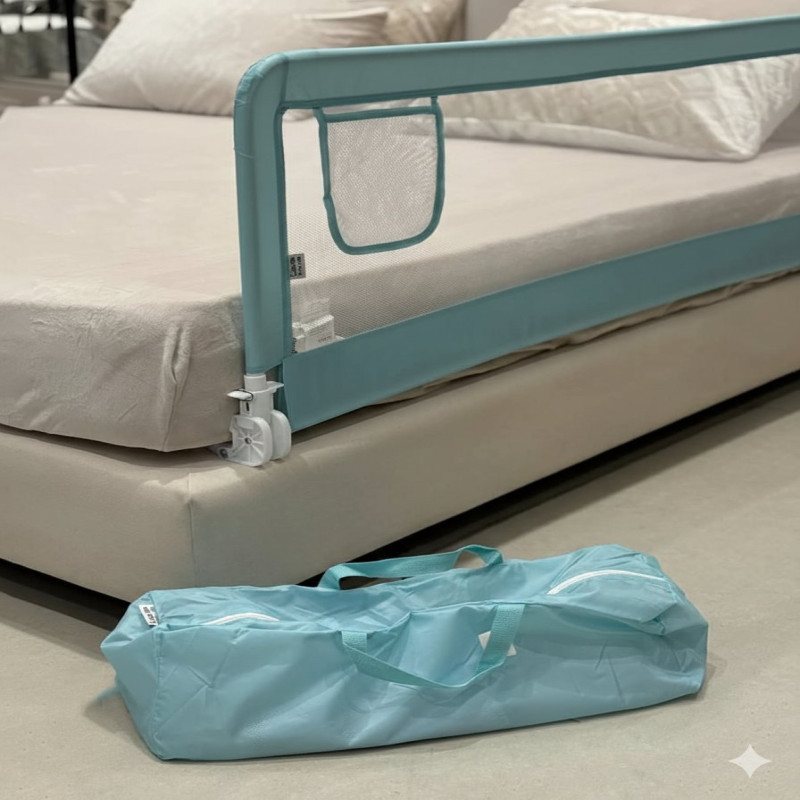 Baby Bed Fence Safety Barrier Pack Of 2 Sides Light Blue