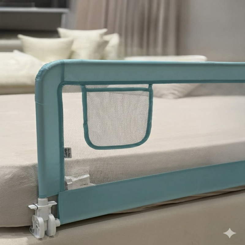 Baby Bed Fence Safety Barrier Pack Of 2 Sides Light Blue