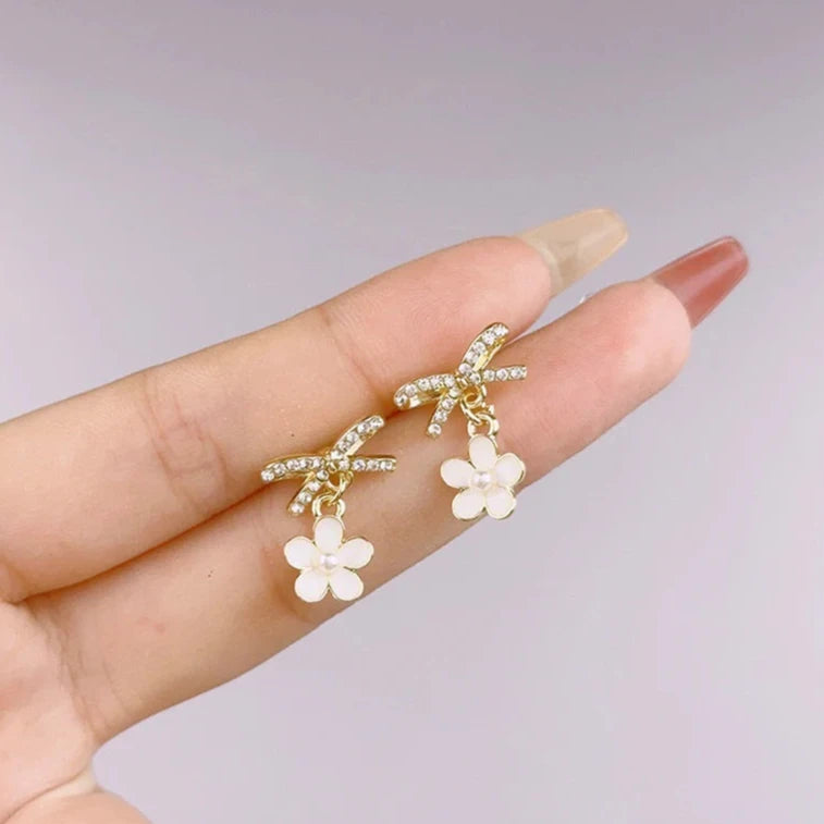 Bow Flower Drop Earrings