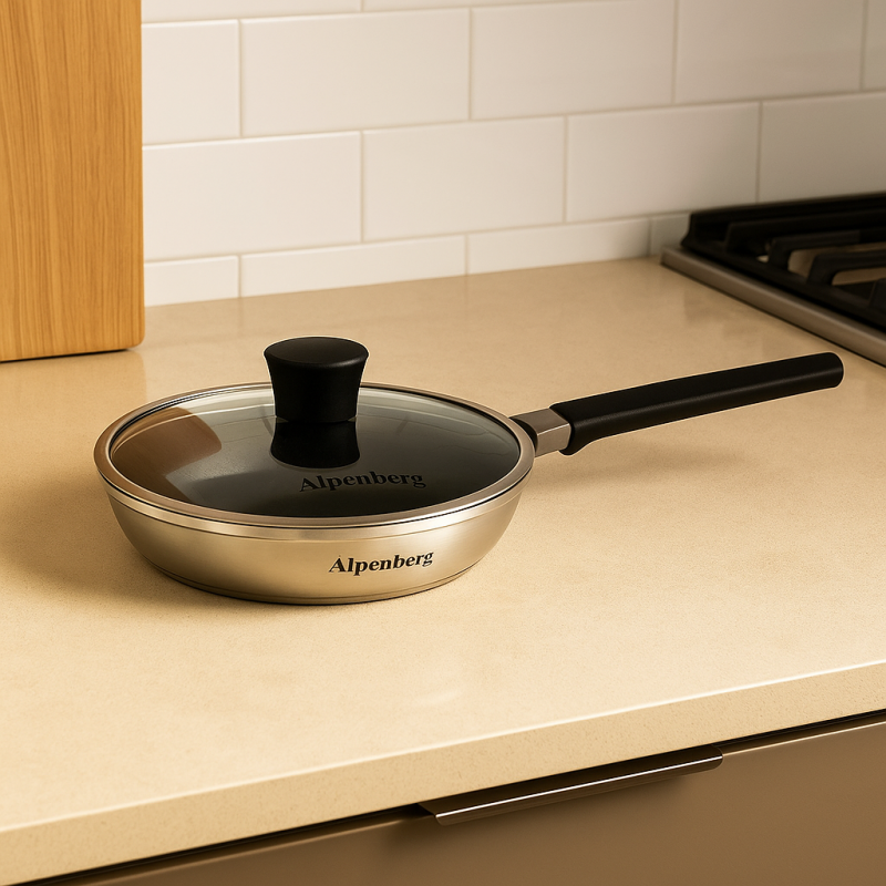 Stainless Steel Frying Pan with Glass Lid – 22cm