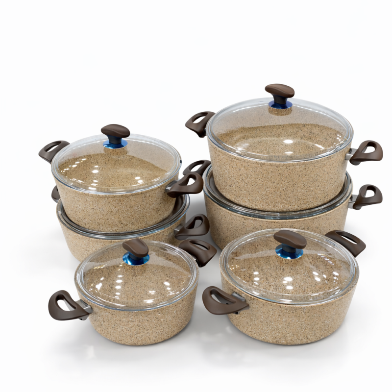 Falez Turkish Premium Creamy Shallow Casserole | Stone Nonstick Cookware | Multiple Sizes