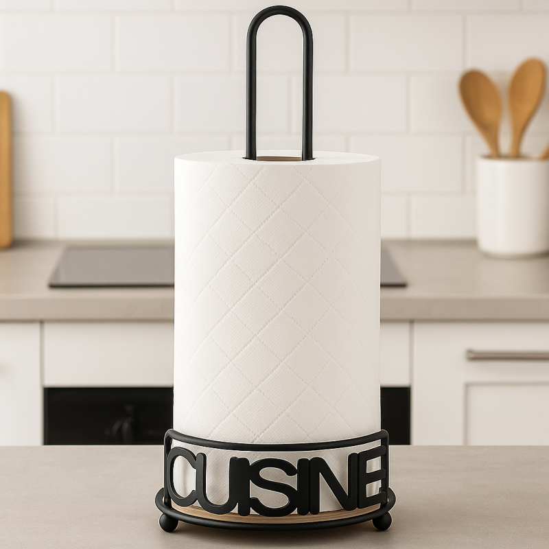Modern Metallic & Oak Tissue Roll Paper Holder