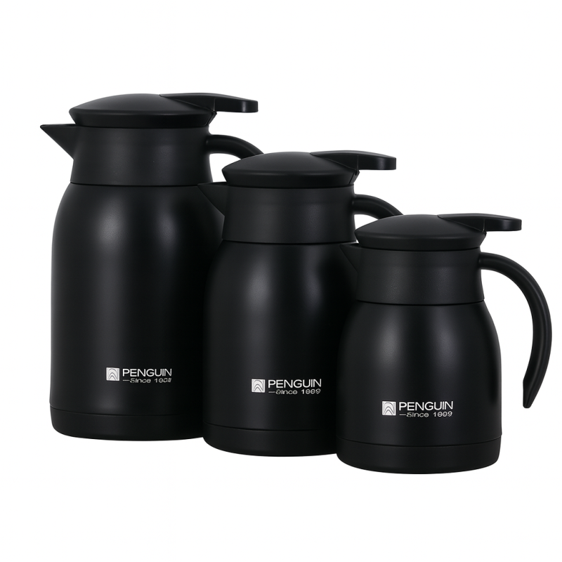 Penguin Stainless Steel Thermos Coffee Pot Vacuum Flask - Black