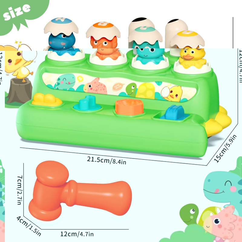 Cute Dinosaur Alphabet Pop Up Buttons With Hammer for Toddlers