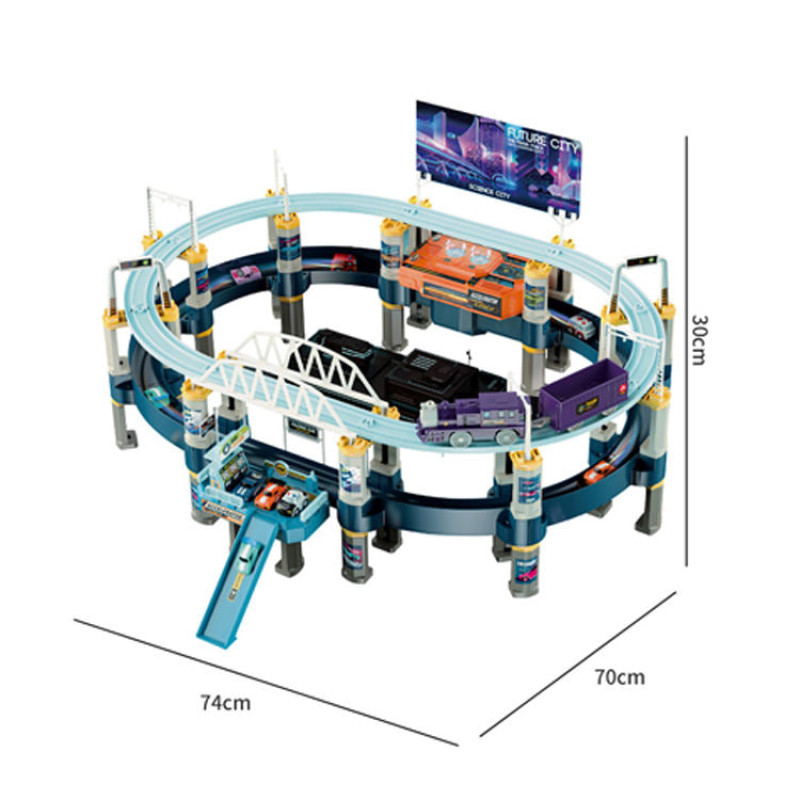 Double Layer Cars + Train Track Battery Operated