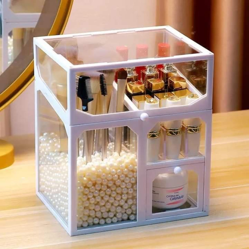 3 Compartment Glass Makeup Brush Organizer