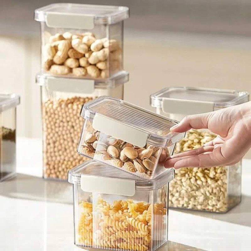 4-Piece Airtight Food Storage Container Set – Stackable Plastic Pantry Organizers