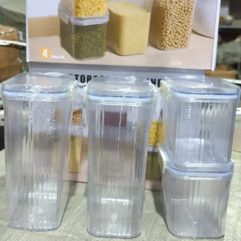 4-Piece Airtight Food Storage Container Set – Stackable Plastic Pantry Organizers