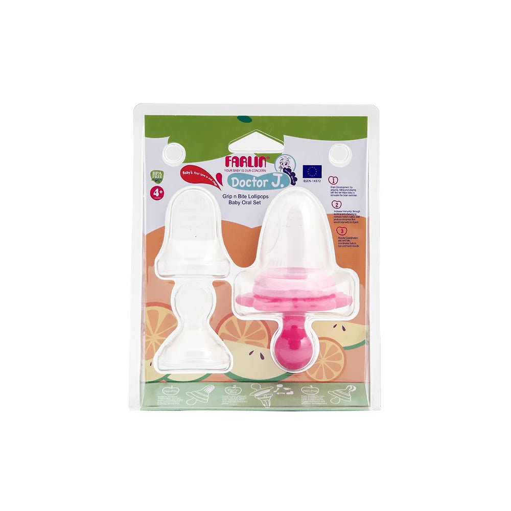 Farlin Grip N Bite Lolipop Baby Oral Set-Pink-BBC-003