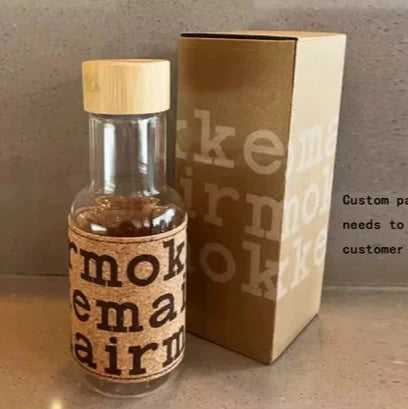 450ml retro glass bottle with vintage patch