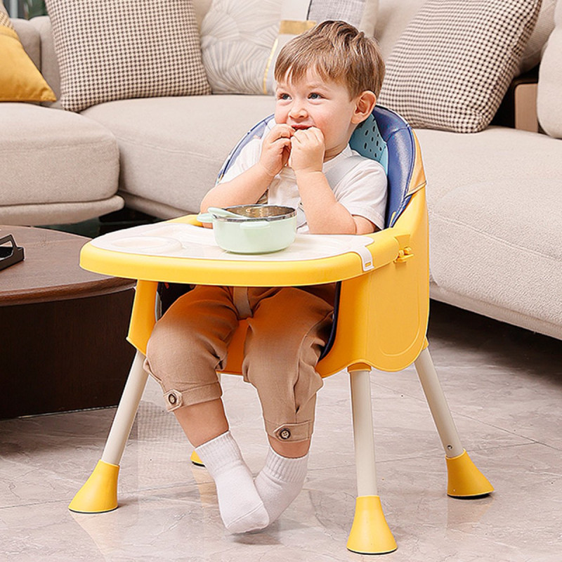 Infantes 4 in 1 Baby High Chair Foldable With Adjustable Legs Feeding Tray - Blue