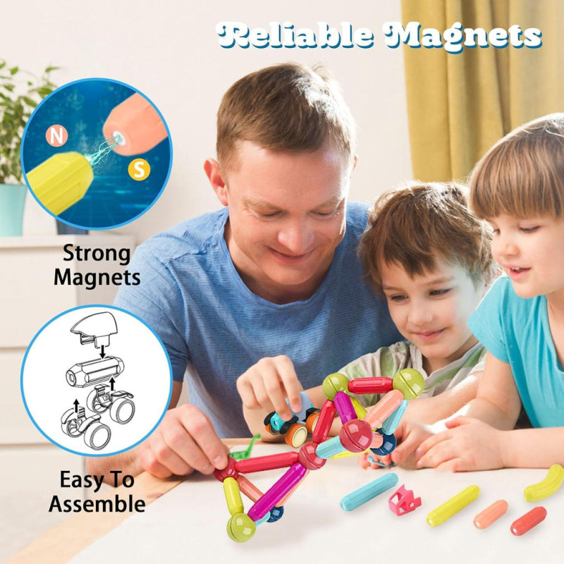 Magnetic Sticks DIY Construction Vehicle Toy 40 Pcs
