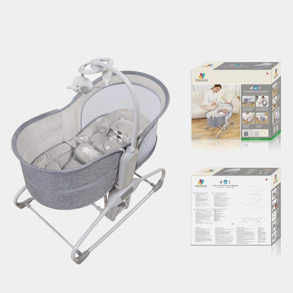 Mastela 4in1 Baby Automatic Electric Swing + Bassinet - Bear Print - 3088