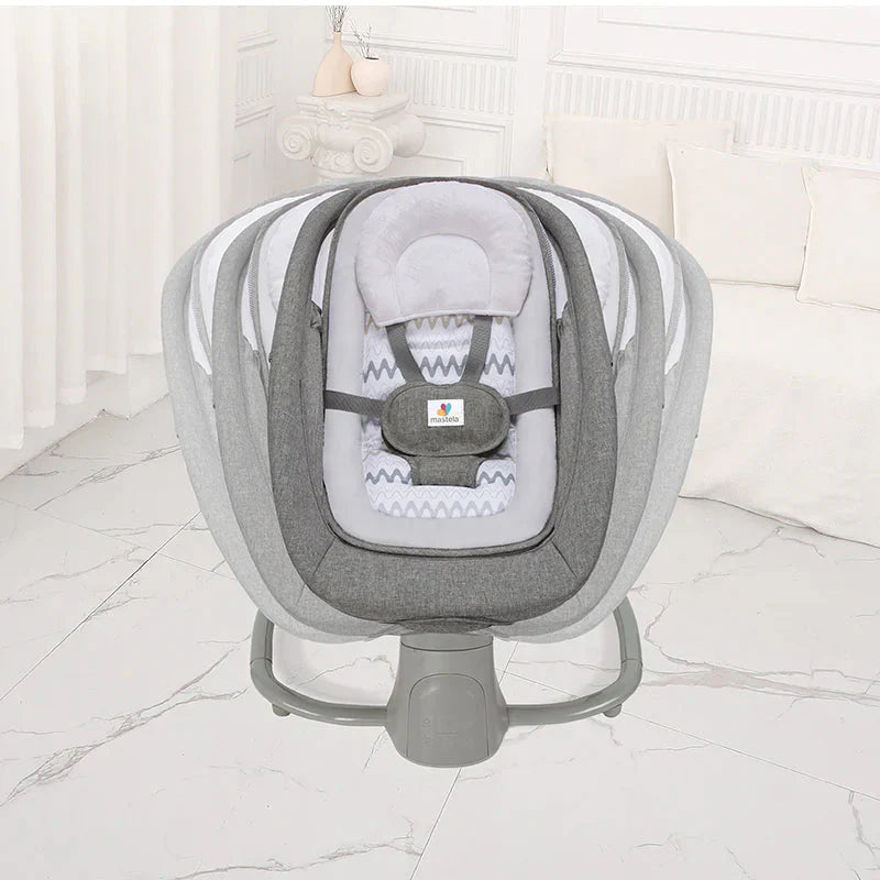 Mastela 4in1 Round Shaped Electronic Baby Swing - Grey - 8112