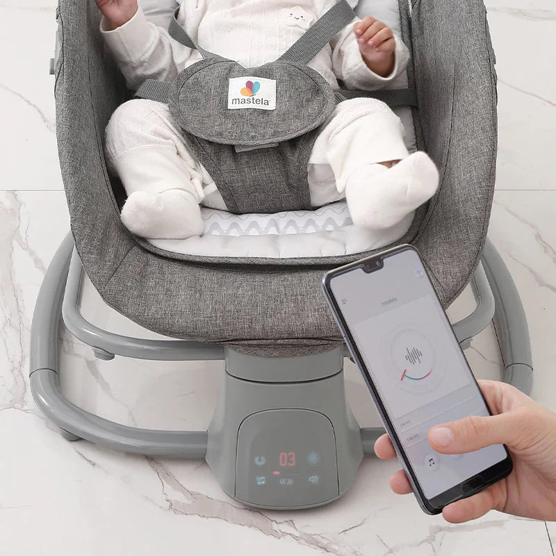 Mastela 4in1 Round Shaped Electronic Baby Swing - Grey - 8112