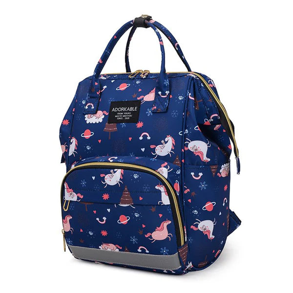 Mother Diaper Backpack Printed Navy Blue