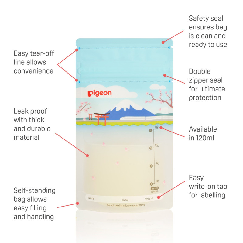 Pigeon Breastmilk Storage Bags 120ml Holidays-A79320