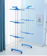 Foldable Wing Shape Drying Rack 3 Tier Indoor Outdoor Portable Laundry Stand With Wheels For Balcony Bathroom Towel Clothes