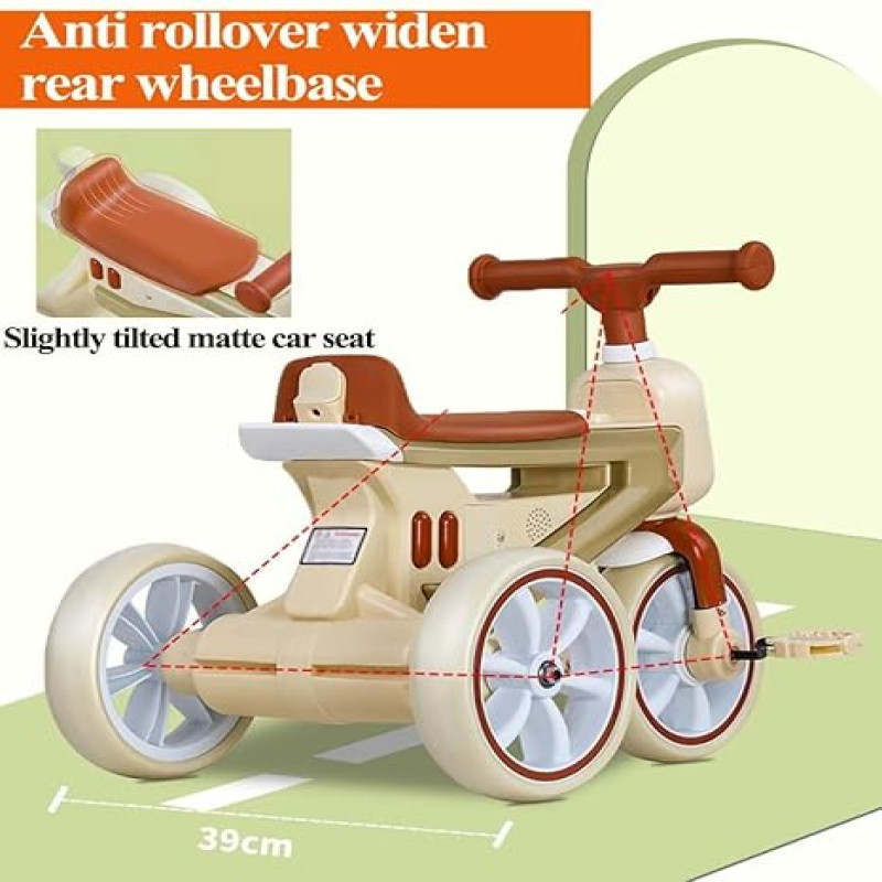 Tricycle Model For Kids With Rear HANDLE - 3010-T White
