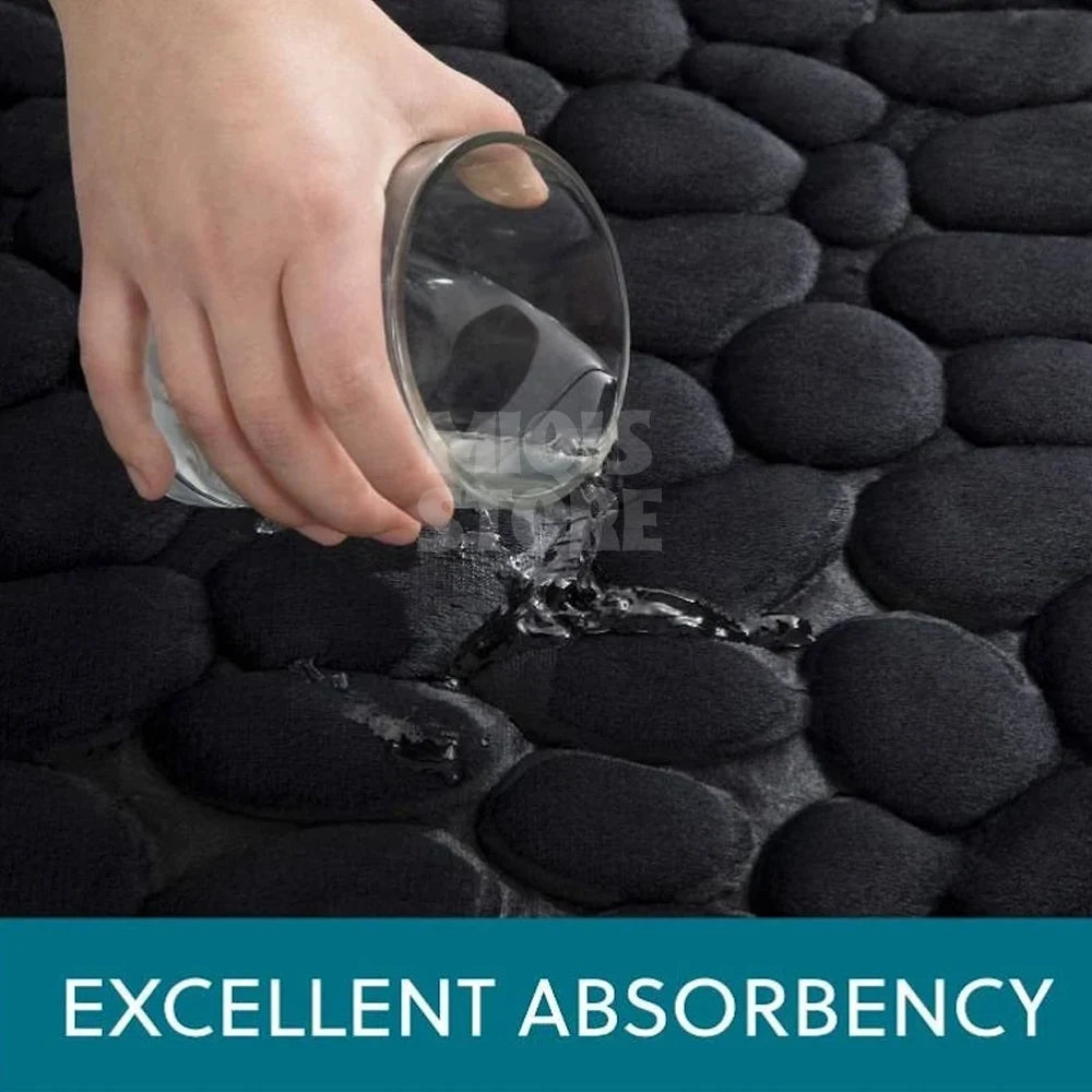 Pebble Stone Water Absorbent Mat (Medium Black)